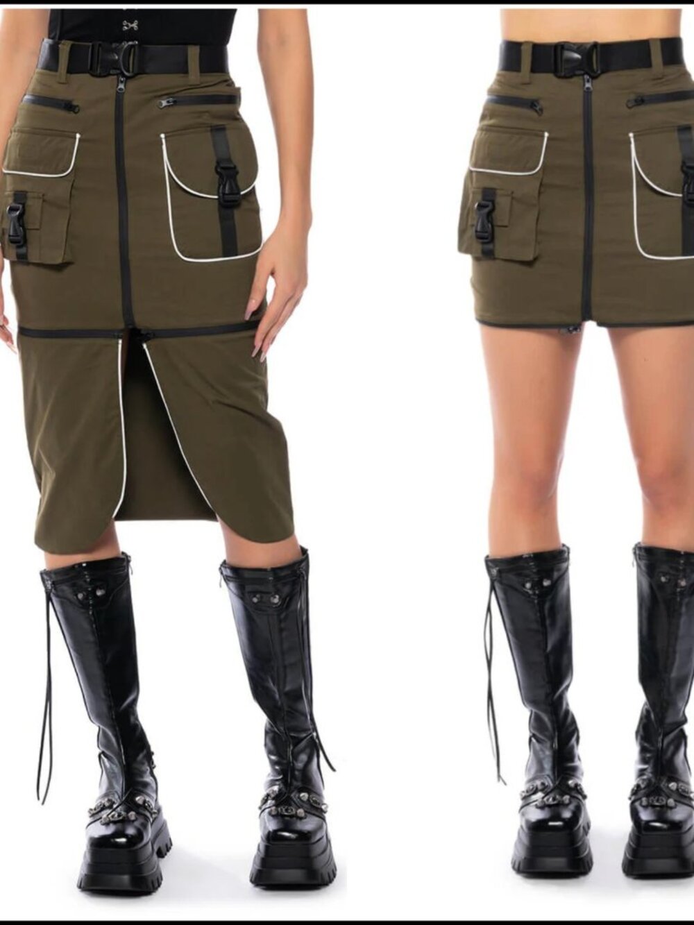 Women's Akira Major Mood Cargo Midi Skirt-Size 2X